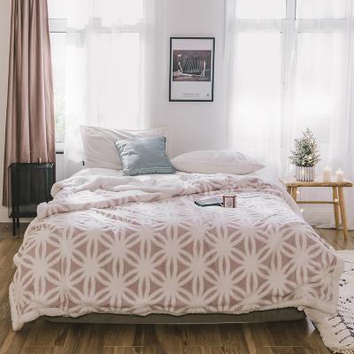 China New Design Wheat Pattern Flannel Fleece Anti-Static Ears Throw Endless Designer Blanket Jacquard Sherpa Blanket Throw Plush Sofa Blanket for sale