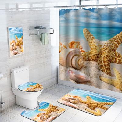 China Modern Hot Sale Custom Printed Shower Curtain Sets With Covers Wholesale Designer Shower Curtain for sale