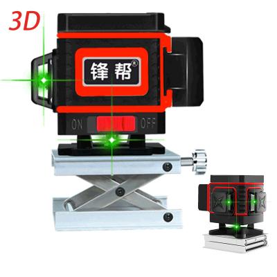 China Indoor Outdoor Green Strong Light Line Cross 12 Laser Level With Bracket Self Leveling 3D fengbang for sale