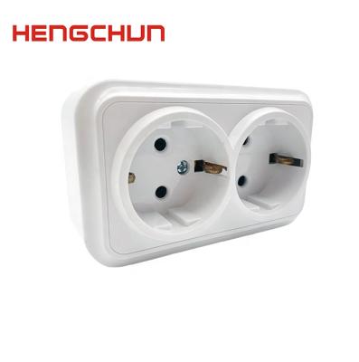 China European socket16A German ABS German residential/general purpose double Schuko socket with child protection door for sale