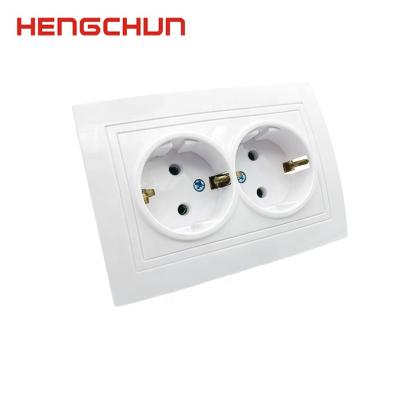 China New 2019 European German Double Schuko Socket Residential/Multi-Purpose Without Child Protection Door for sale