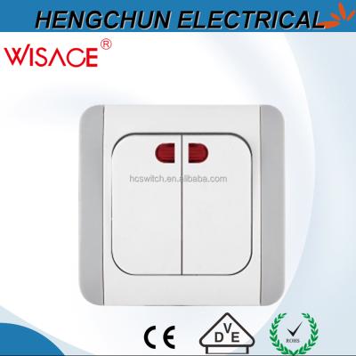 China Safe Red Light 2gang 2 Way Wall Switch for sale