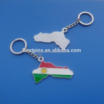 China Metal Kurdistan Map and Flag Metal Enamel Key Chains for sale