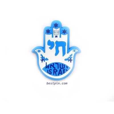 China Soft Israel Israel Hand Shape PVC Fridge Magnet Blue Color for sale