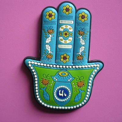 China 3D Soft Soft PVC Israel Religious Judaism Hamsa Hand Shaped Fridge Magnet for sale