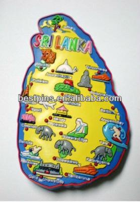 China Decorative Rubber Sticker Souvenir Sri Lanka Map 3D Fridge Magnet Ceylon Gift for sale