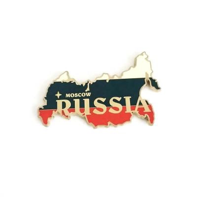 China Zinc Alloy Russia Map Shaped Design Soft Enamel Metal Fridge Magnet With Epoxy To Protect for sale