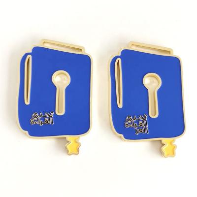 China Worldwhile Custom Soft Enamel Blue Color Gold Plated Hollow Design Metal Medal For Souvenir Gifts for sale