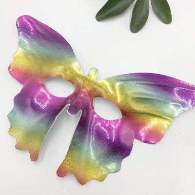 China New design masquerade butterfly shaped mask for kids and ladies mattched with rainbow color glitter suitable for any festival and party for sale