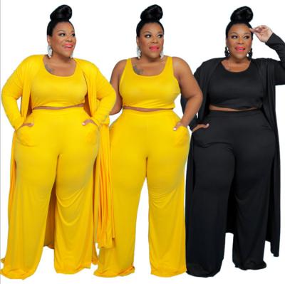 China Fashion Autumn Breathable Winter Plus Size Comfortable Solid Color Lounging Set Jogging 3 Piece Set Teams Women Clothing Three Piece Set for sale