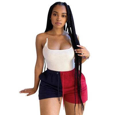 China Custom Colorblock Women's Cotton French Patchwork Women's Shorts Streetwear Sports Breathable Terry Sweat Shorts for sale