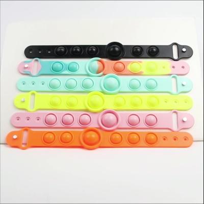 China Hot Sale Early Education Silicone Push Bubble Jumping Toy Pop Bubble Sensory Toy Pop Item Wristband Sensory Wristband for sale