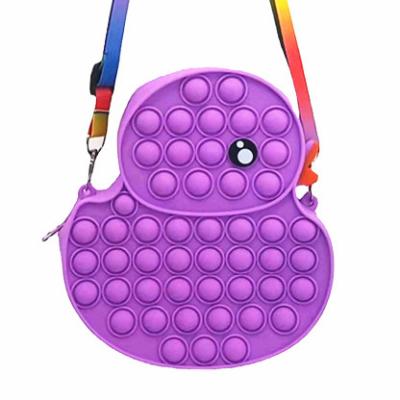 China Wholesale Earlier Education Factory Silicone Bag Bubble Snap Toy Handbag Shoulder Bag Purse Case Buster Noise Bag for sale