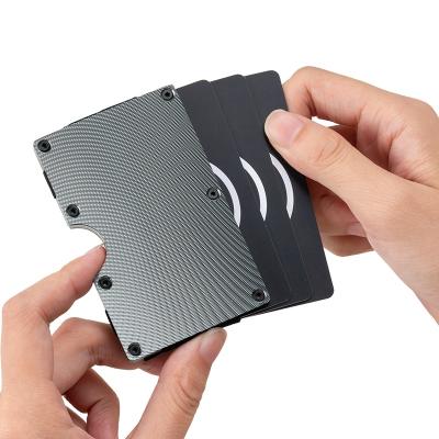 China Credit Card Aluminum Holder Fashion Rfid Wallet Minimalist Aluminum Carbon Fiber Money Clip Wallet for sale