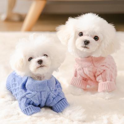 China Amazon Stocked Hot Sale Puppy Clothes Wholesale Warm Winter Knit Crochet Pet Sweater Designer Dog Cat Plush Pullover Overall Pet Clothing for sale