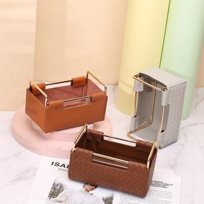 China Custom Tray Luxury Jewelry Watch Organizer Logo Hotel Wicker Metal Storage Desk Box Key Holder Viable Modern PU Leather Valet for sale