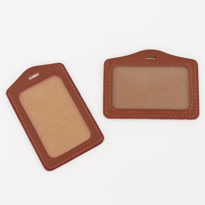 China Fashion id badge holder school exhibition card case custom PVC genuine leather plastic acrylic leather craft for sale