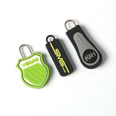 China Other Logo Design Custom PVC Silicone Zipper Puller 3D Embossed Zipper Slider Rubber Head For Apparel Handbag Factory Wholesale for sale