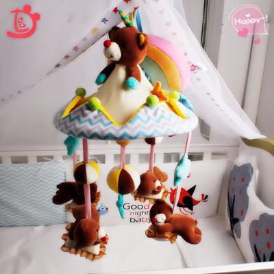 China Cute Plush Teddy Bear Baby Spiral Cot Stroller Toy With Hanging Crib Rattle Bear Baby Toys Child Pram Hangings Play for sale