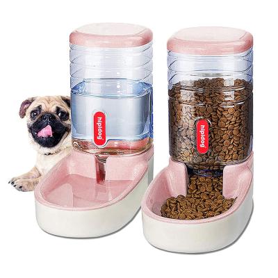 China Dual Bowl Design Automatic Premium Quality Self Pets Gravity Food and Water Dispenser Set for Small and Large Pets for sale