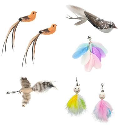 China Factory Wholesale Cat-Friendly Non-Toxic Replaceable Feather Props Simulation Pendant Bird For Funny Cat Stick for sale