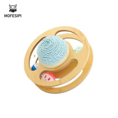 China Wooden Top Selling Cat Scratching Board Planet Grinding Viable Tumbler Turntable Tunnel Ball for sale