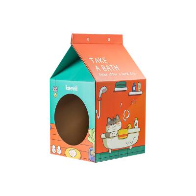 China Amazon Hot Selling Breathable Milk Box Luxury Series Corrugated Paper Cat House Wear-Resistant Corrugated Paper for sale