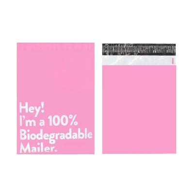 China biodegradable & strong adhesive & waterproof & Tearproof & Durable PLA and PBAT material biodegradable mailer bags custom compostable mailer pink packaging bags for e-commerce for sale