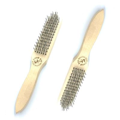 China Factory Supply Machine Handle Stainless Steel Masonry Cleaning Wood Wire Brush for sale