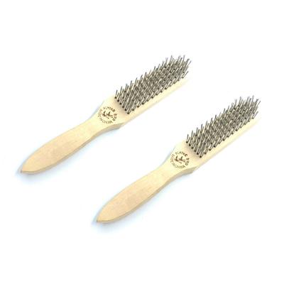 China Factory Supply Wooden Handle Stainless Steel Cleaning Wire Brush for sale