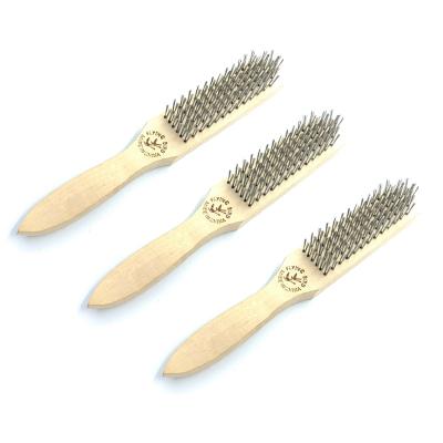 China Factory supply wooden handle stainless steel cleaning wire brush for machine cleaning for sale