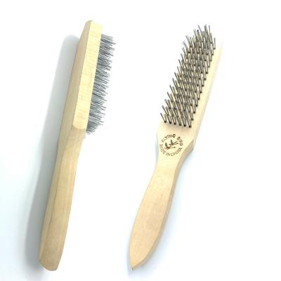 China Best Selling Wooden Handle Stainless Steel Cleaning Small Wire Brush For Machine Cleaning Polish for sale