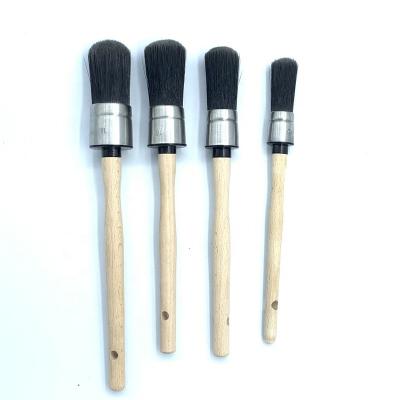 China Black Synthetic Bristle Beech Mold Cleaning and Painting Brush with Round Stainless Steel Ring Brush for sale