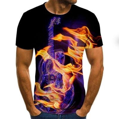 China QUICK DRY 3D Printed Casual Street Music T Shirt Men's Fitted T-shirt All-match for sale