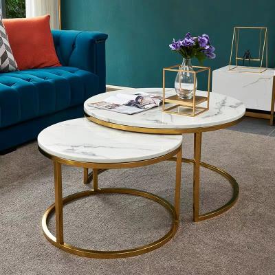 China (Other) Nordic modern round adjustable marble dining or living room metal coffee table for sale