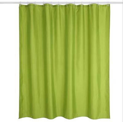 China Stocked Waterproof Mildewproof Green Pongee Shower Curtain Liner With Hooks for sale