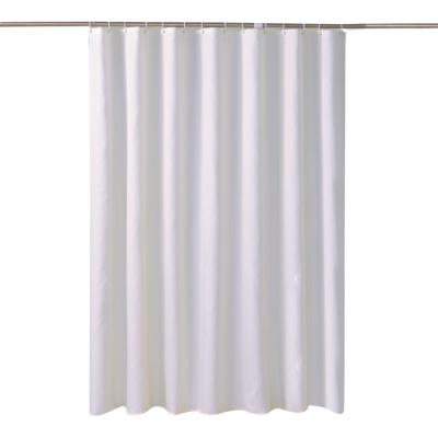 China Wholesale Stocked Waterproof Bathroom Products 72inch Polyester White Shower Curtain With Hooks for sale