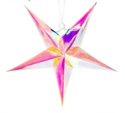 China Wholesale Plastic Metallic Neon Crystal Film Hanging Star For Party Wedding Birthday Christmas Decoration 30cm for sale