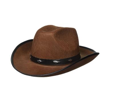 China Wool Felt Cowboy Felt Stocked Costume Mens Womens Kids Party Hat With Metal Studs for sale