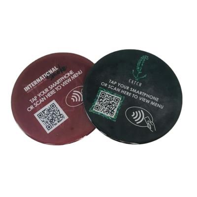 China Waterproof / Waterproof Epoxy NFC Menu Diameter 100mm With QR Code For Ordering In Restaurant for sale