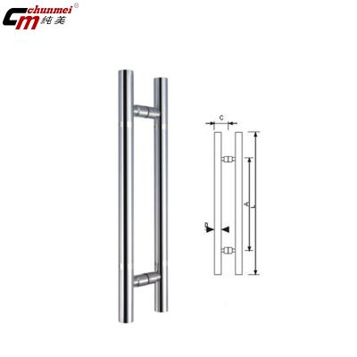 China High Quality Modern Door Pull Stainless Steel H Type Glass Crystal Door Handle for sale