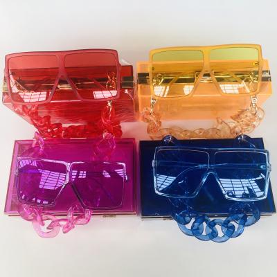 China 2021 Fashion New Arrivals Fashion Women Wedding Party Evening Clutch Bag Purse Match Crystal Clear Acrylic Sunglasses for sale