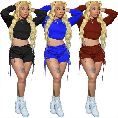 China New QUICK DRY Hoodie Sweater Casual Shorts Sets Clothing Sportswear Ladies 2 Pieces Set Women for sale