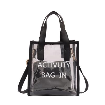 China Fashion Wholesale Waterproof Women Clear Beach Bags Shoulder PVC Handbag Hshopping Tote Bag for sale