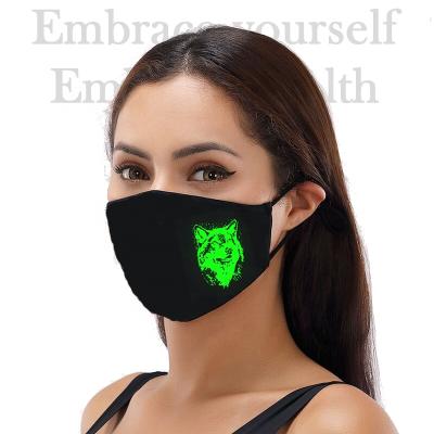 China Fashion Halloween Luminous Mask Washable Reusable Fashion Party Masks Black Cotton Customized Mask for sale