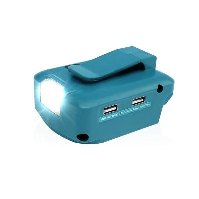 China Machine- Battery Adapter With LED Light 14-18V Dual USB Ports Charger Power Source With 3-in-1 USB Cable LED Light For Battery Lithium Ion Battery Bosch ADP05 Makita for sale