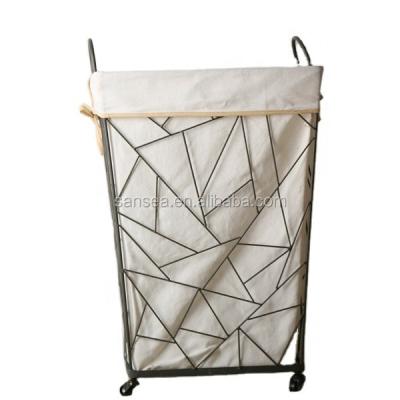 China 2022 Sustainable Very 2 Modes Metal Frame With Liner Home Decoration Storage Basket Wire Laundry Storage for sale