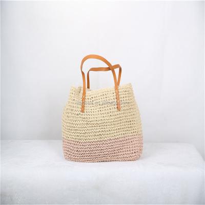 China Good shoulder 2021 fashion ladies bags straw beach handbags women crochet shopping bag in red for sale