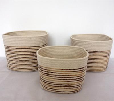 China 2022 Fashion Folding Cotton Rope Basket Fashion Storage Box And Storage Basket Very Good For Home Decoration for sale