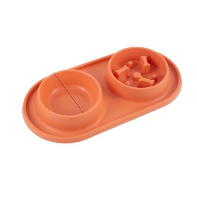 China Viable Double Pet Feeding Bowl Wholesale High Quality Plastic Pet Bowl New Style Plastic Pet Feeder Fun For Dog for sale